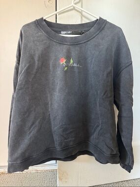 BIMBA Y LOLA Black Floral Logo Crew Sweatshirt